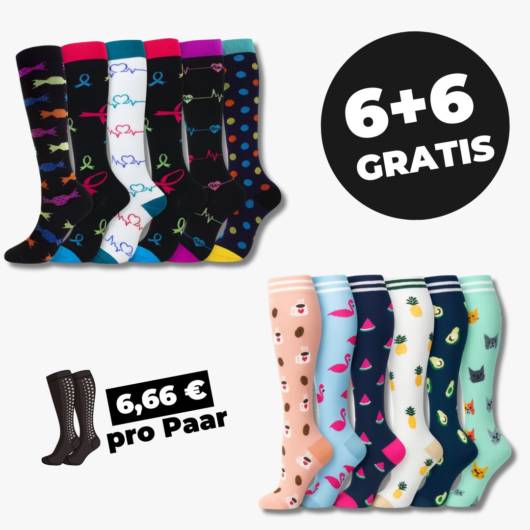 Kompressionsstrümpfe Mix 6+6 GRATIS